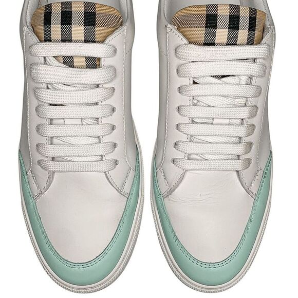 Burberry Low Top Nova Check Selma Lace Up Sneakers EU 37 Optic White Cool Mint - Picture 3 of 11